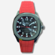 Fitron Men's Quartz Watch Red Rubber Strap and silver Case- Yasalam