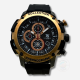 T5 men quartz chronograph round dial sports watch with Black silicon band and date