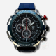 T5 men quartz chronograph round dial sports watch with Blue silicon band and date