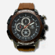 T5 men quartz chronograph round dial sports watch with Brown silicon band and date