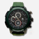 T5 men quartz chronograph round dial sports watch with Green silicon band and date