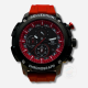 T5 men quartz chronograph round dial sports watch with Red silicon band and date