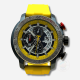 T5 men quartz chronograph round dial sports watch with Yellow silicon band and date